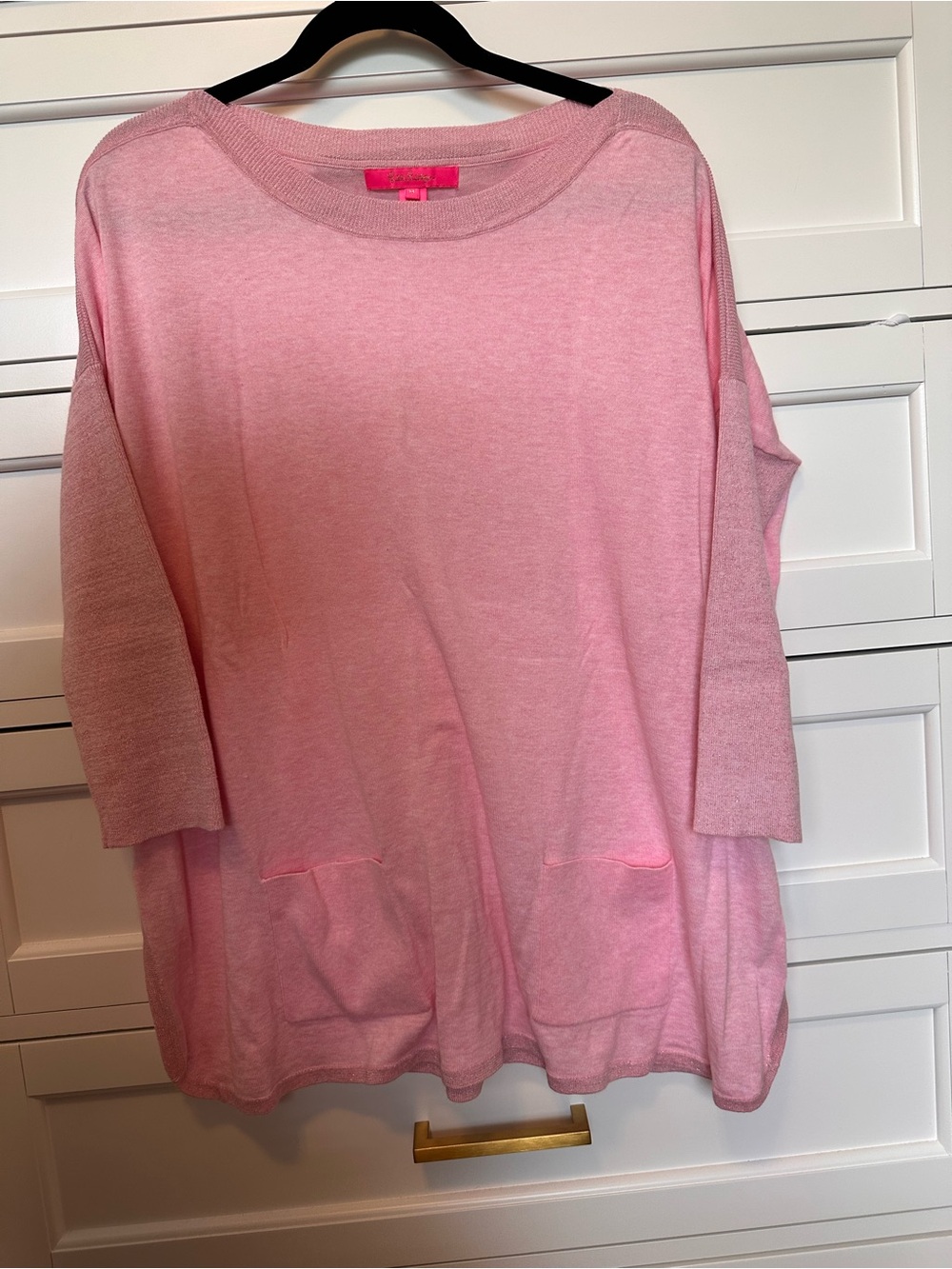 Lilly Pulitzer Light Pink Oversized Pocket Lightweight Sweater